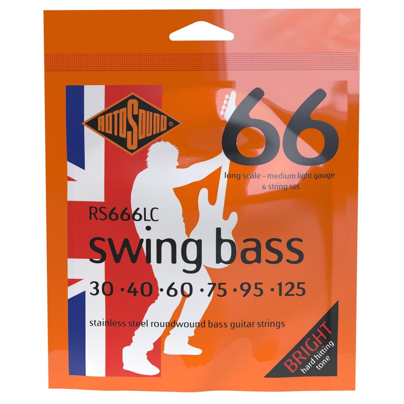 Rotosound RS666LC Swing Bass 66 Stainless Steel 6 String Bass Guitar Strings (30 40 60 75 95 125)